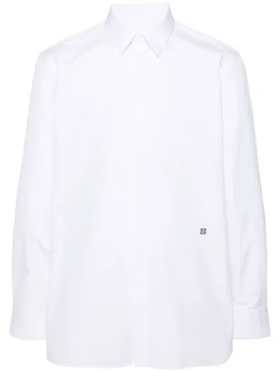 Givenchy 4g-embroidered Poplin Shirt In White