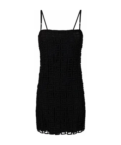 Givenchy 4g Embroidered Slip Dress In Black