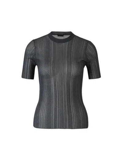 Givenchy 4g Embroidered Transparent Knitted Top In Sheer Rib Knit.