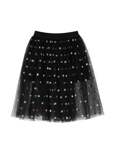 Givenchy Kids' 4g Embroidered Tulle Skirt In Black