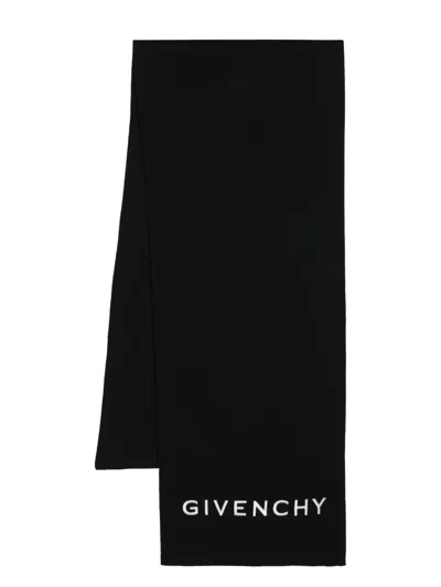 Givenchy 4g-embroidered Wool Scarf In Black