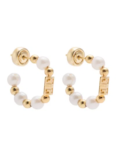 Givenchy 4g Faux Pearl-embellished Hoop Earrings In Gold