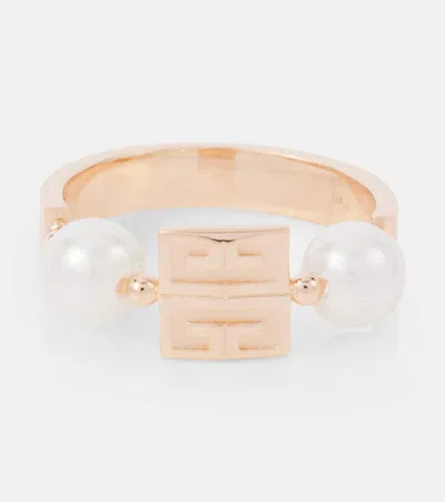 Givenchy 4g Faux Pearl Ring In Gold