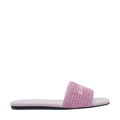 Givenchy 4g Flat Mauve White Logo Sandal In Pink