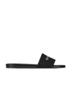Givenchy 4g Leather-trimmed Embroidered Raffia Slides In Black