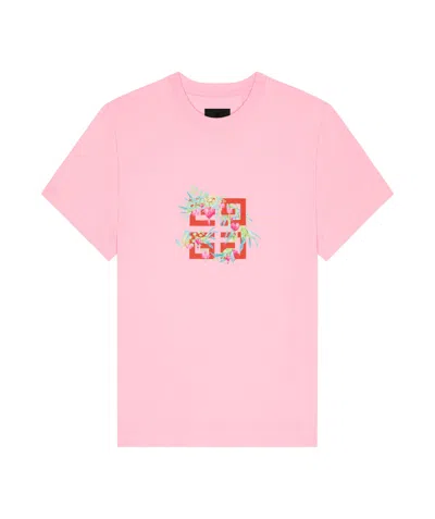 Givenchy 4g Flower Printed Crewneck T-shirt In Pink