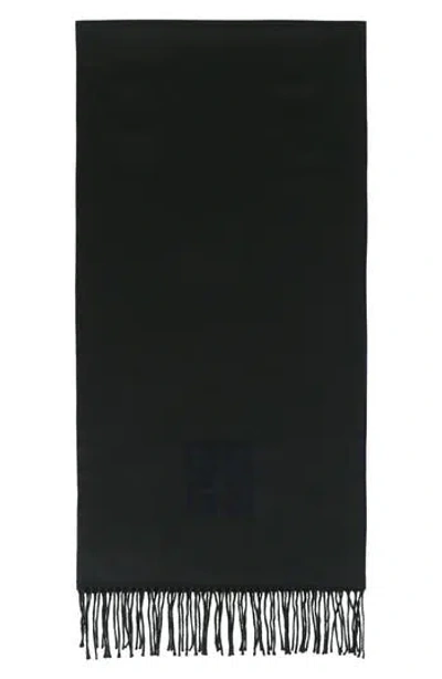 Givenchy 4g Fringe Wool Scarf In Black
