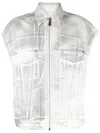 Givenchy 4g Graffiti-print Denim Vest In Grey