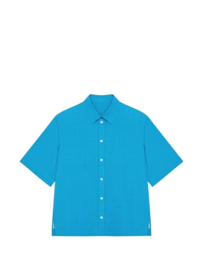 Givenchy 4g Jacquard Beach Boxy-fit Shirt In Blue