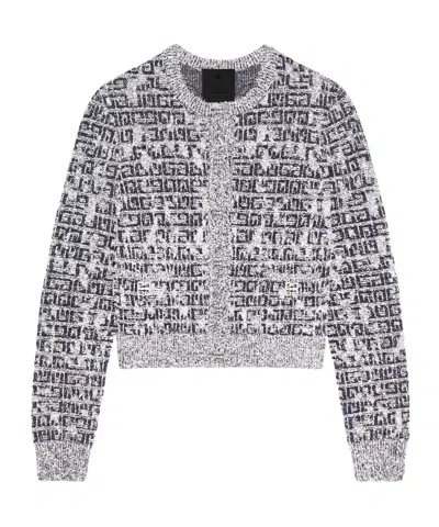 Givenchy Cardigan In 4g Tweed With 4g Detail In Blue