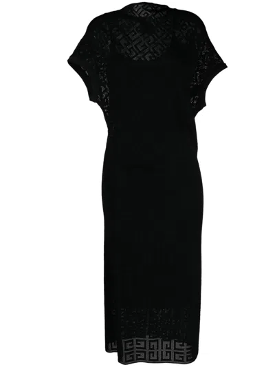 Givenchy 4g Jacquard Draped Midi Dress