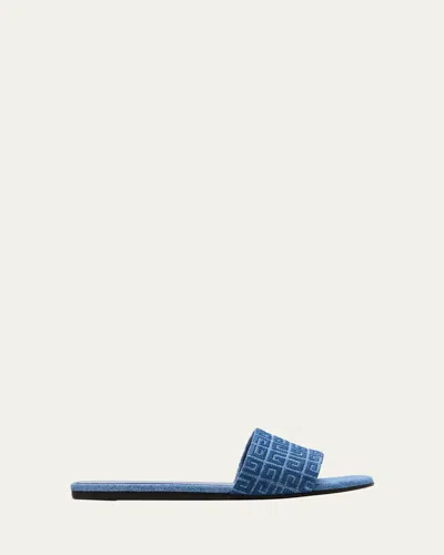 Givenchy 4g Jacquard Flat Slide Sandals In Medium Blue