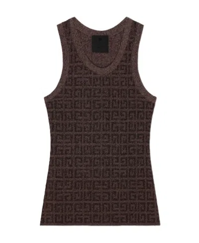 Givenchy 4g Jacquard Knitted Tank Top In Brown