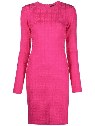 Givenchy Monogram-pattern Knitted Dress In Pink