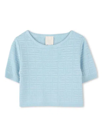 Givenchy Kids' 4g Jacquard Pattern Knit Sweater In Light Blue