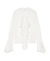 Givenchy Womens White V-neck Ruffle-trim Silk Blouse In White