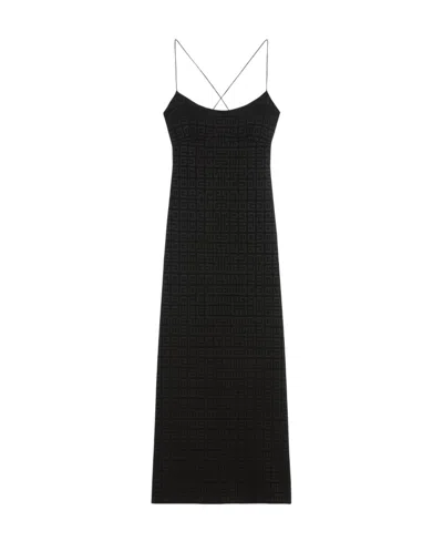 Givenchy 4g Jacquard Spaghetti Dress In Black