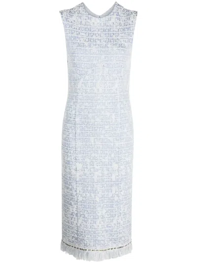 Givenchy 4g Jacquard Tweed Dress In Blue