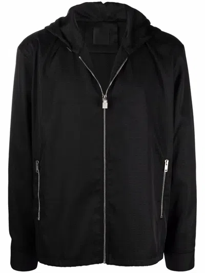 Givenchy Black Windbreaker In 4g Jacquard Nylon