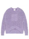 Givenchy Asymmetric Chunky Knit High-low Crewneck In Purple
