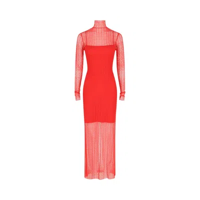 Pre-owned Givenchy 4g Lace Maxi Dress 'vermilion' | Red | Women's Size 36