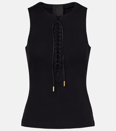 GIVENCHY 4G LACE-UP COTTON-BLEND JERSEY TANK TOP