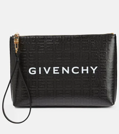 Givenchy 4g Large Coated Canvas Pouch In 001-black