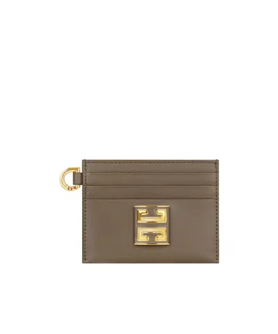 Givenchy 4g Leather Card Holder In Brown