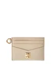Givenchy 4g Leather Card Holder In Sand