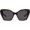 Givenchy 4g Liquid 54mm Square Cat Eye Sunglasses In Dark Havana/smoke