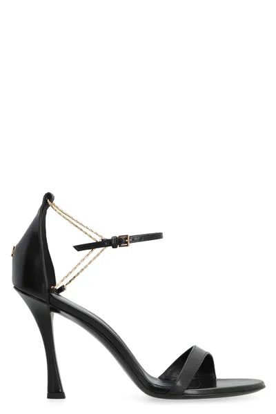 GIVENCHY GIVENCHY  4G LIQUID 95 SANDALS IN BLACK LEATHER
