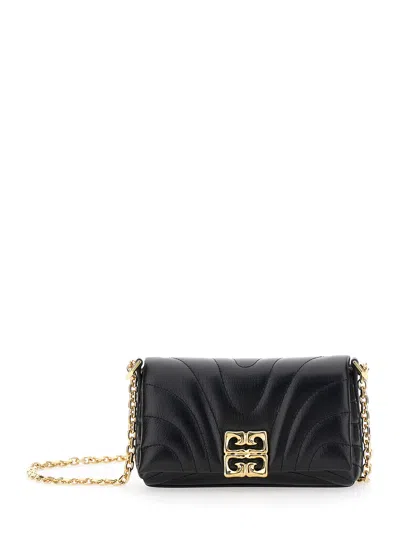 Givenchy '4g Liquid' Black Wallet On Chain With 4g Plaque On The Front In Leather Woman In Multicolor