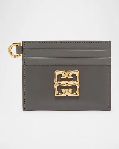 Givenchy 4g Liquid Card Holder In Leather In Gray
