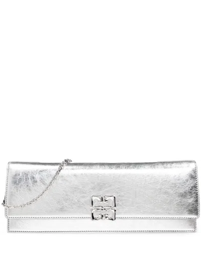 Givenchy 4g Liquid Clutch Bag In Silver