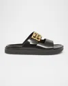 Givenchy Liquid Dad Leather Slides With 4g Hardware In Black