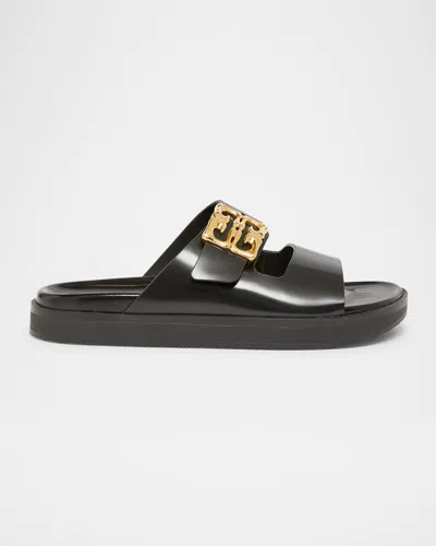 Givenchy Liquid Dad Leather Slides With 4g Hardware In Black