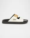 Givenchy Liquid 4g-embellishment Buckle Slides In Ivory