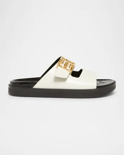 Givenchy 4g Liquid Dad Leather Sliders In White