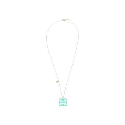 Pre-owned Givenchy 4g Liquid Gold Pendant Necklace 'aqua Green' | Women's Size Onesize