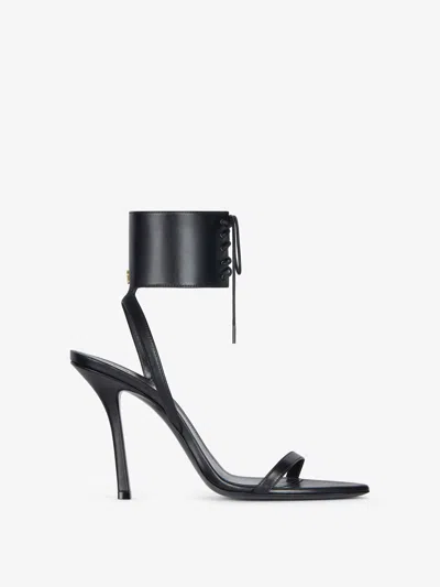 Givenchy 4g Liquid Lace-up Heeled Sandals In Leather In Black