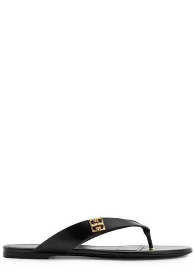 Givenchy 4g Liquid Leather Flip Flops In Black
