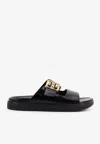 Givenchy Liquid Dad Leather Slides With 4g Hardware In Black