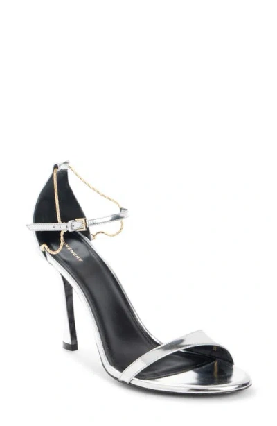 Givenchy 4g Liquid Logo Sandal In Silvery/golden