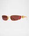 Givenchy 4g Liquid Metal And Nylon Rectangle Sunglasses In Shiny Endura Gold Smoke