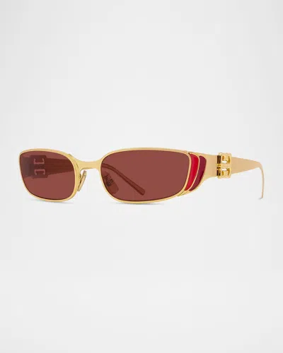 Givenchy 4g Liquid Metal And Nylon Rectangle Sunglasses In Gold