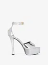 Givenchy 4g Liquid Platform Sandals In Patent Leather In Silvery