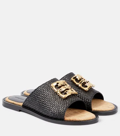 Givenchy 4g Liquid Raffia Slides In Black