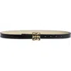 Givenchy 4g Buckle Skinny Leather Belt In Black/beige