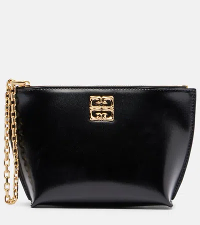 Givenchy 4g Liquid Small Leather Clutch In Black