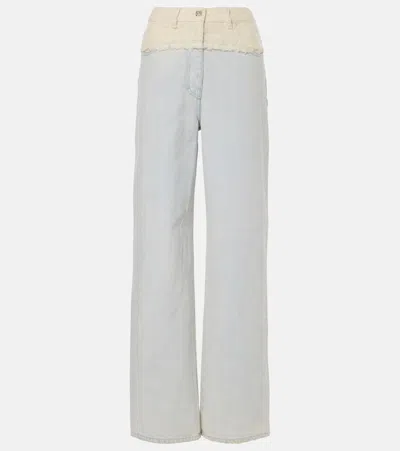 Givenchy Oversized Jeans In Mixed Denim And Tweed With 4g Liquid Detail In Blue